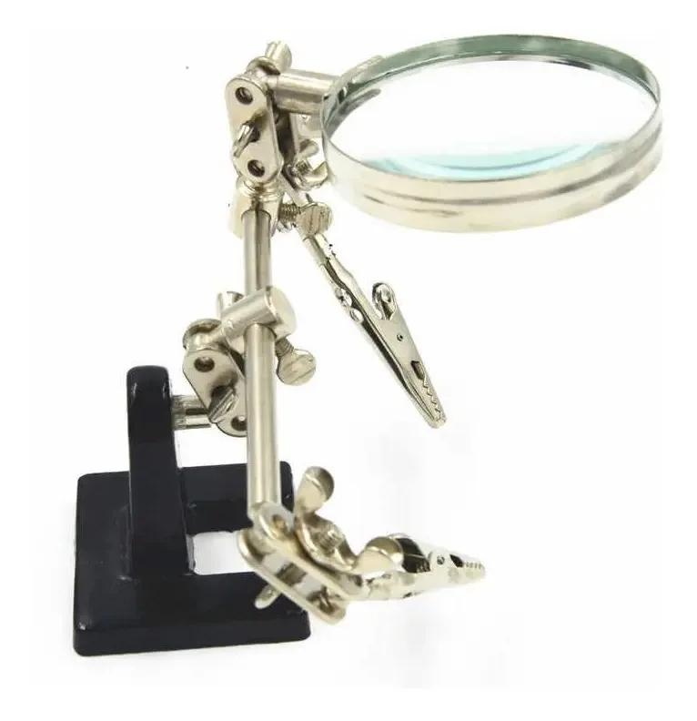 Lupa Com Garras E Suporte Ferro Solda Articulável
