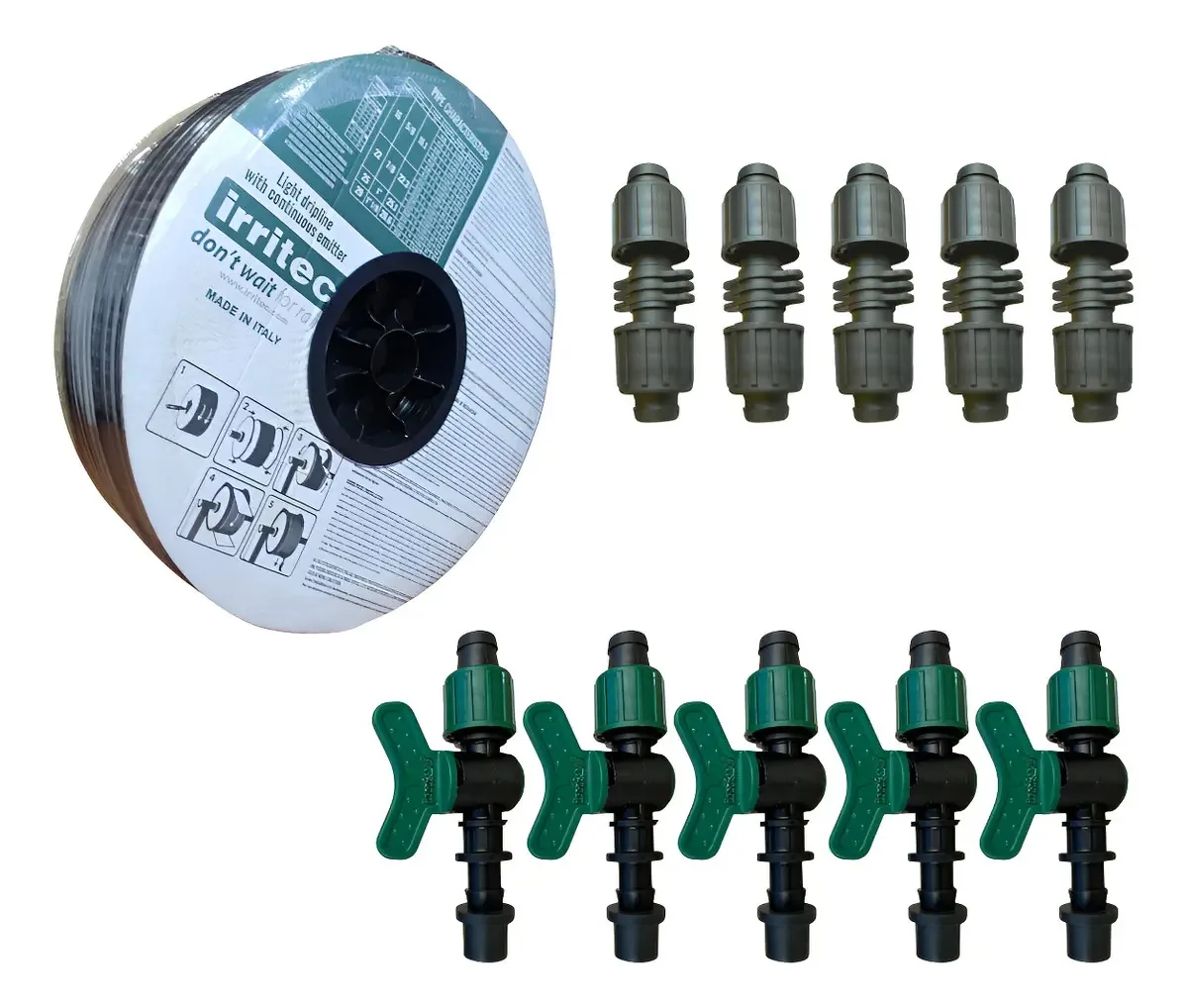 Fita de irrigação por gotejamento 5/8" 1,0 Lph @10 Cm R-500 Mts i-Tape Red Kit-2