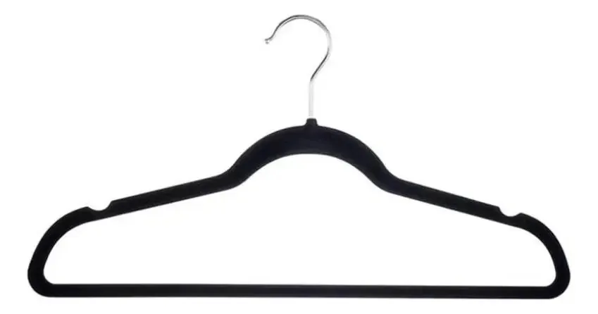 Conjunto de cabides de pelúcia cromados X 6 cores: preto