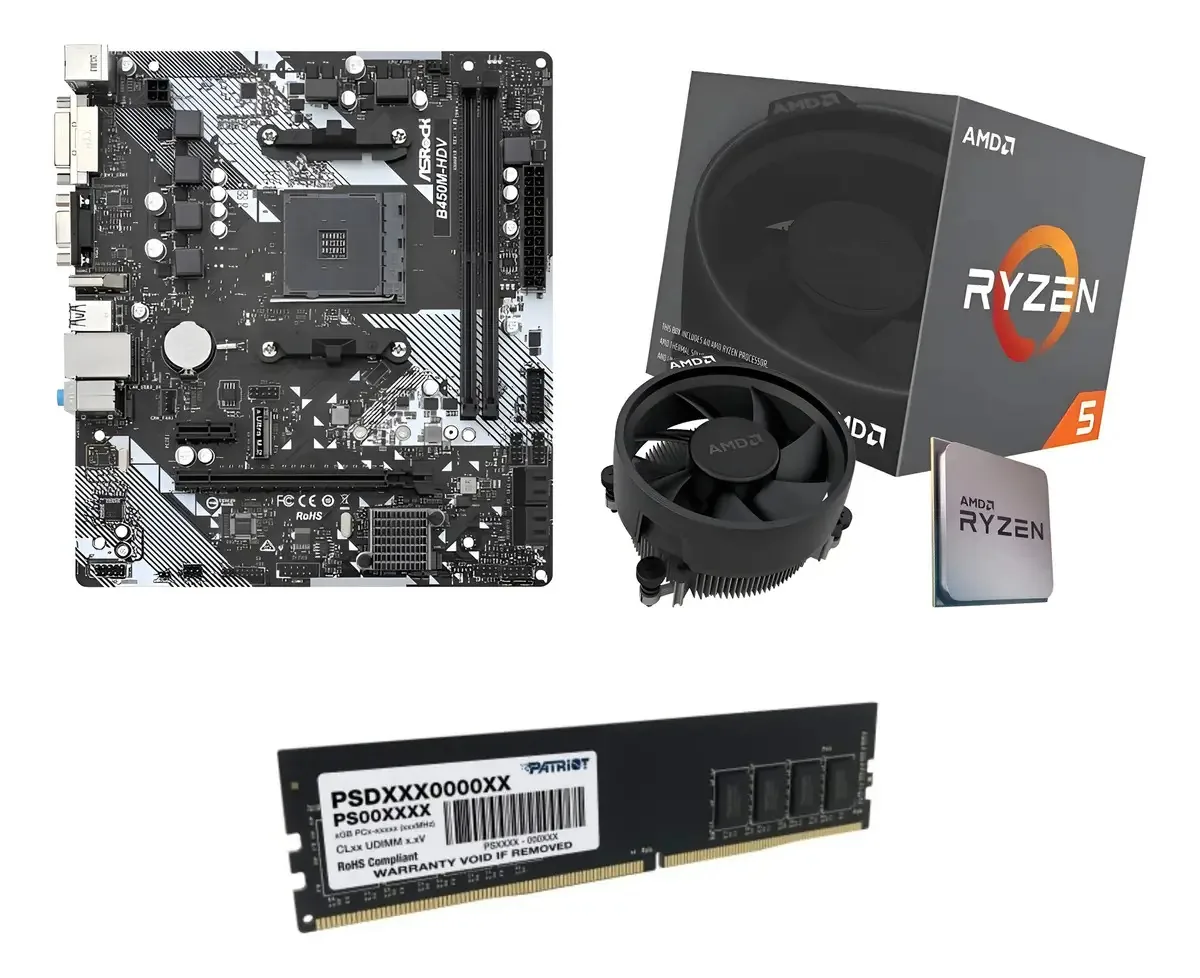 Combinação de atualização Ryzen 5 3400g Asrock B450m 8gb 3200