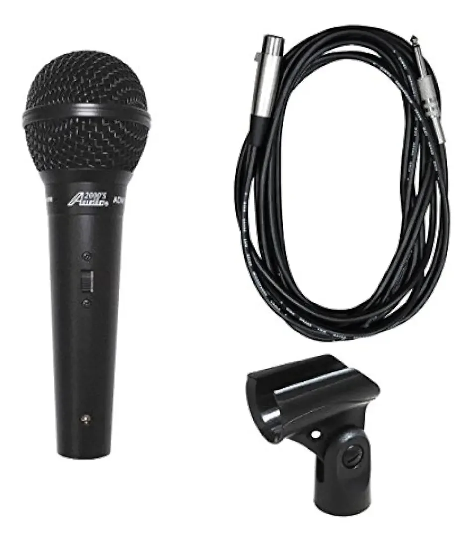 Microfone dinâmico cardióide preto Audio2000s ADM1064b de 16 pés
