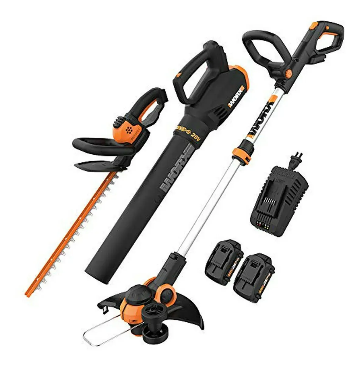 Kit de jardim Worx 20v: aparador, ventilador e cortador