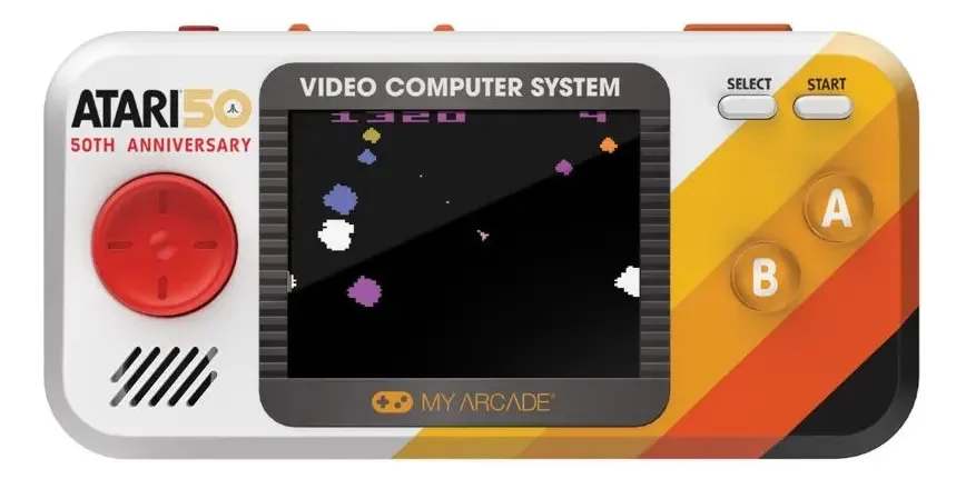 Console portátil Atari Pocket Player Pro Mini (100 em 1) cor laranja branco