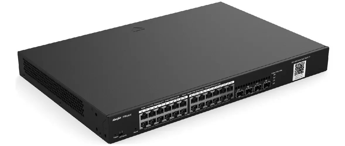 Switch Gerenciável Ruijie Reyee de 28 Portas, com 24 Gigabit e 4 SFP