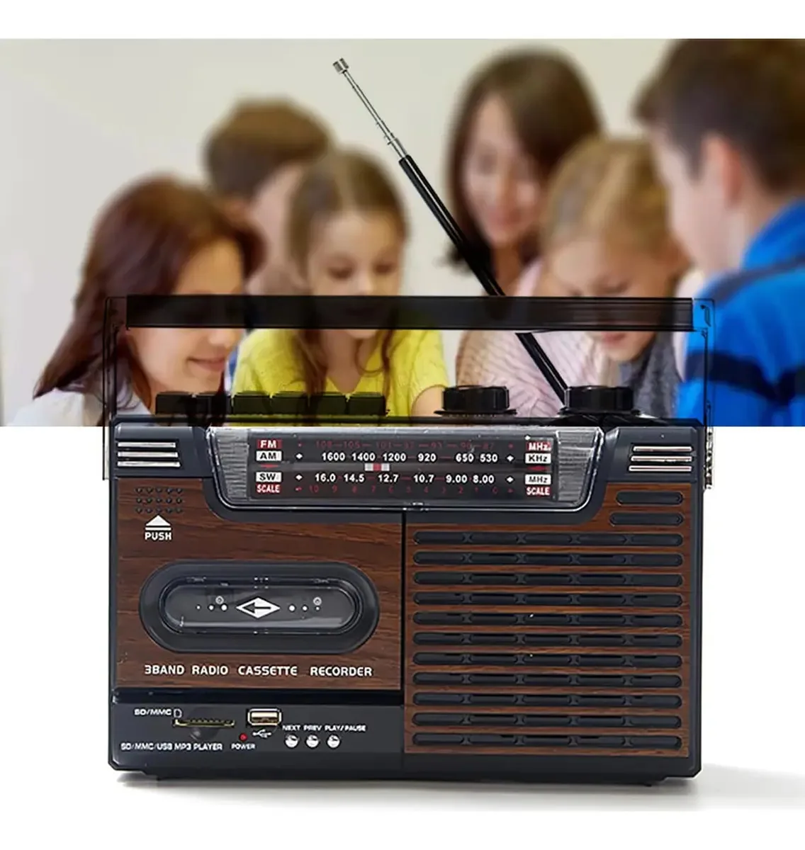 Leitor de cassetes de rádio retrô, gravador de cassetes de rádio AM/FM, gravador de fita cassete com entrada para fone de ouvido, alto-falante estéreo embutido, toca-fitas portátil