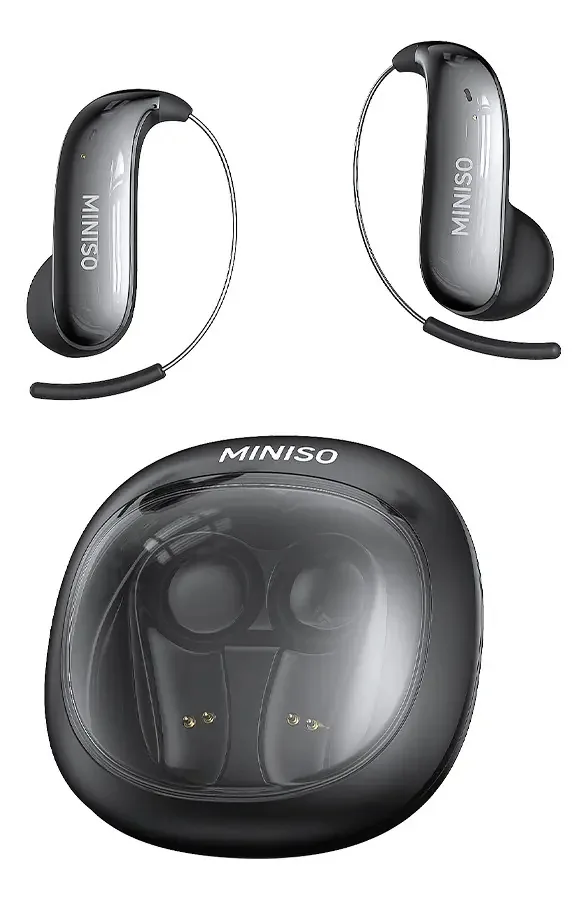 Fones de ouvido Miniso Ms210 Ai, tradutores sem fio, fones de ouvido Ipx5, impermeáveis, cor preta, Bluetooth 6.0 Open Ear Ows Sports Game
