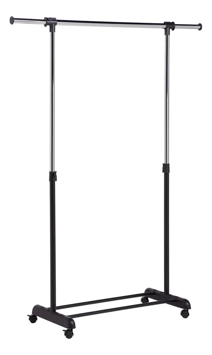 Rack de roupas extensível cromado e preto