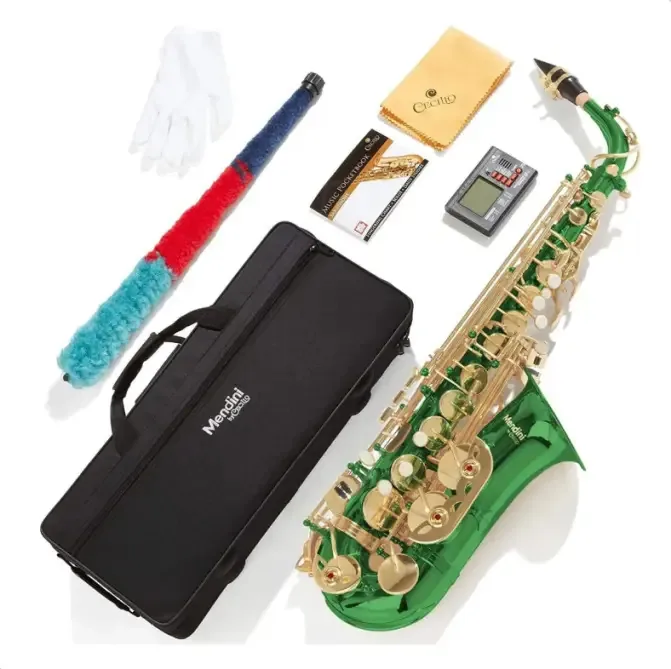 Kit De Saxofone Mendini By Cecilio 92d, Com Bolsa, Verde