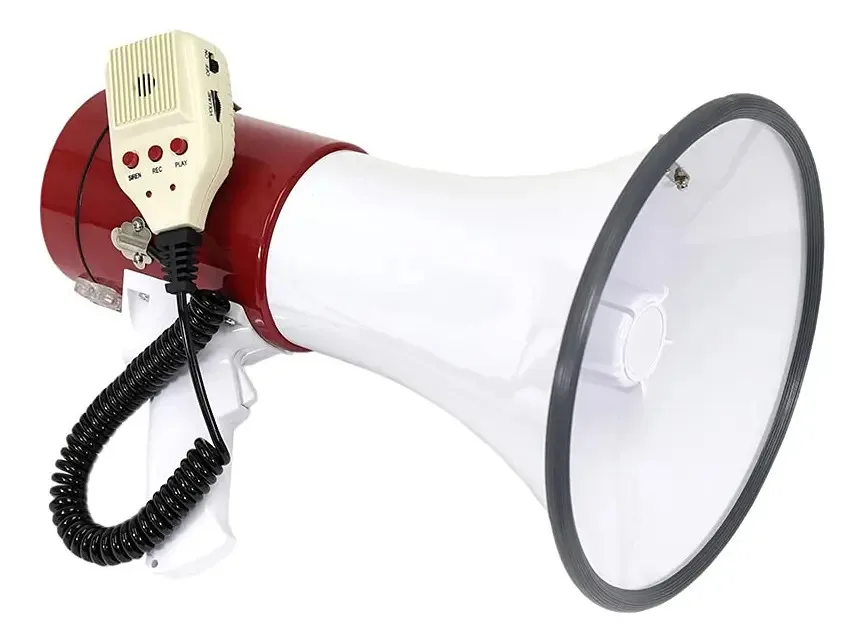 Alto-falante Megaphone Bell de 8 polegadas com microfone e auxiliar