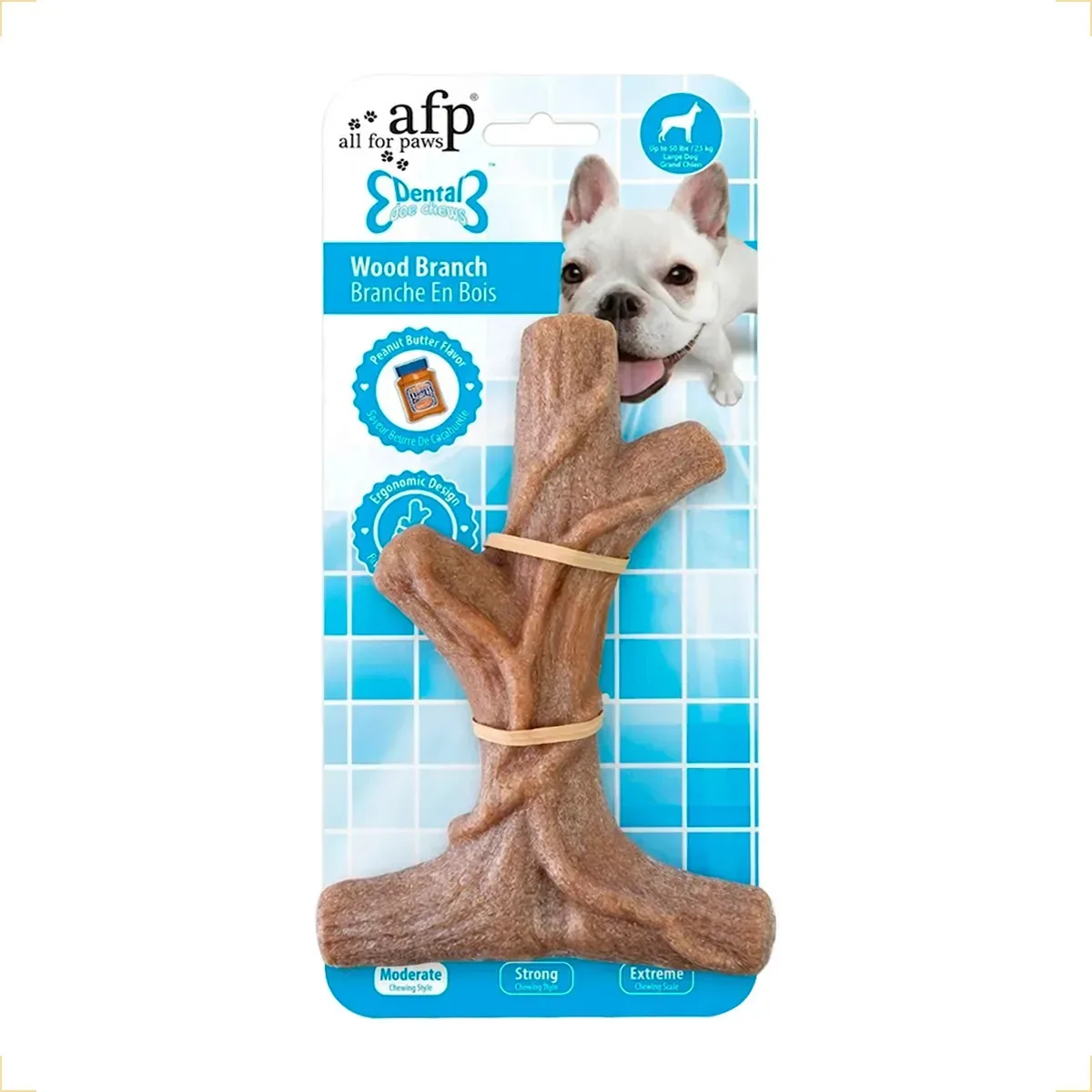 Osso de Madeira para Cães Filhotes Sabor Amendoim Higiene Bucal