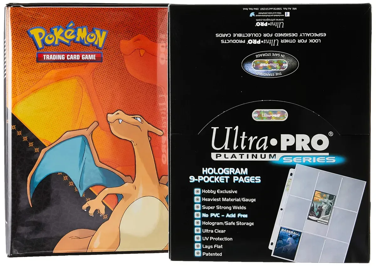 Ultra Pro Charizard - álbum de 2 pés com 100 folhas de platina de 9 bolsos