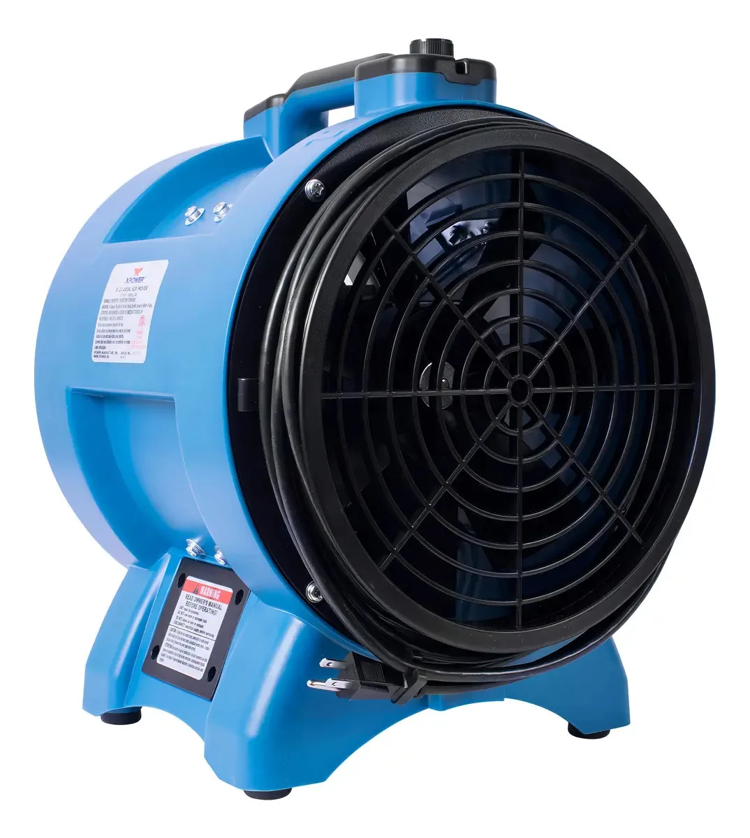 Xpower X-12 1/2 Hp Ventilador de Ventilação de Espaço Reduzido Industrial de 12 Polegadas de Diâmetro, para Moinhos de Milho, Poços de Inspeção, Sistemas de Águas Residuais, Cor Azul
