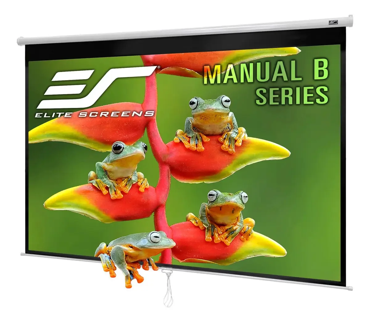 Tela Retrátil Elite Screens Manual B Series 4:3 - Ideal para Projetores, Medida Diagonal Perfeita para Apresentações e Cinema em Casa.