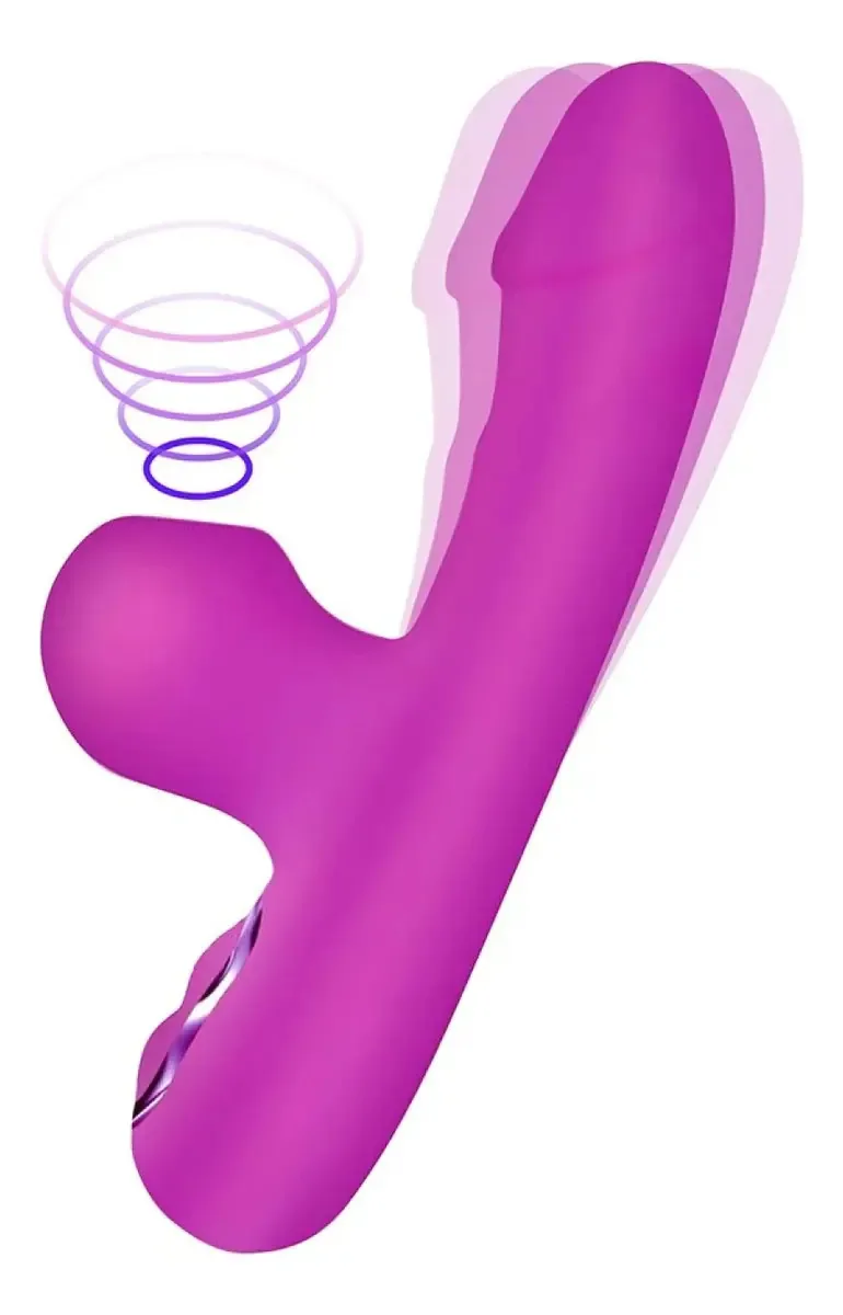 Massageador de ar e sucção com vibrador G-Spot e cor fúcsia do clitóris