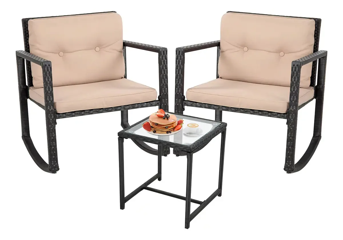 Bestmassage - Conjunto de móveis de exterior, 3 peças, Co