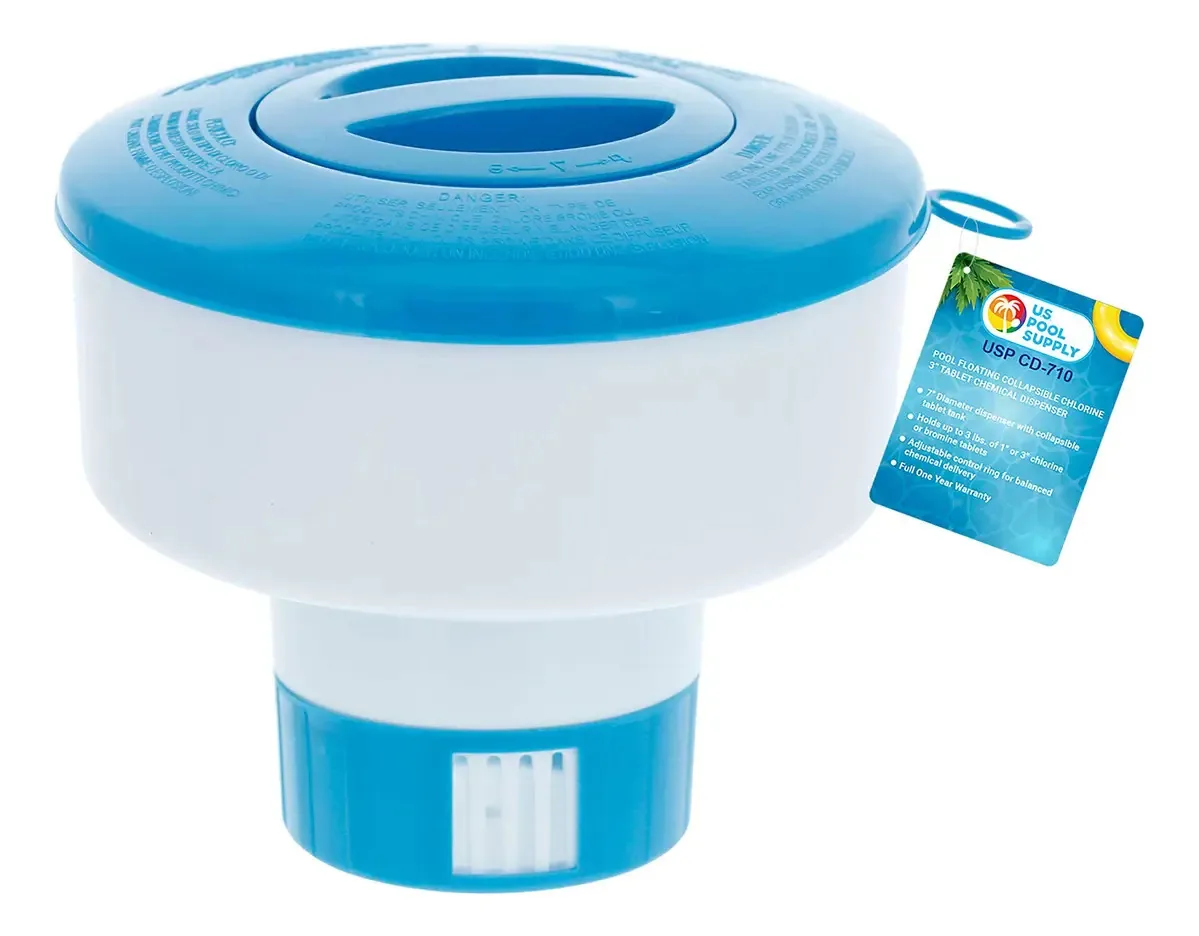 U.s. Pool Supply Dispensador de Produtos Químicos para Pastilhas Flutuantes de Cloro de 3 Polegadas, Flutuador de 7 Polegadas de Diâmetro, Ajustável e Equilibrado