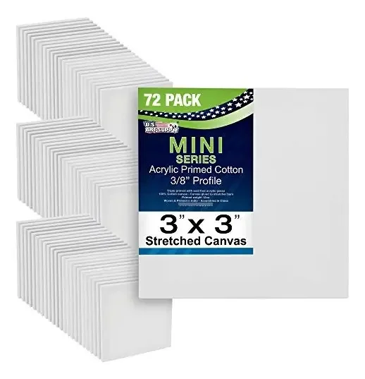 72 peças de mini telas de algodão de 7,6 x 7,6 cm Us Art Supply