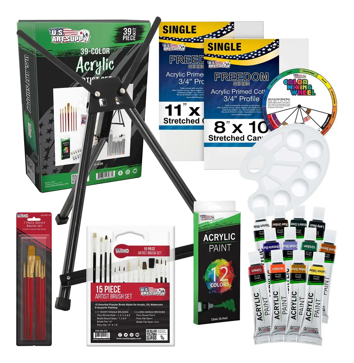 Conjunto completo de pintura artística U.S. Art Supply 39, cor preta