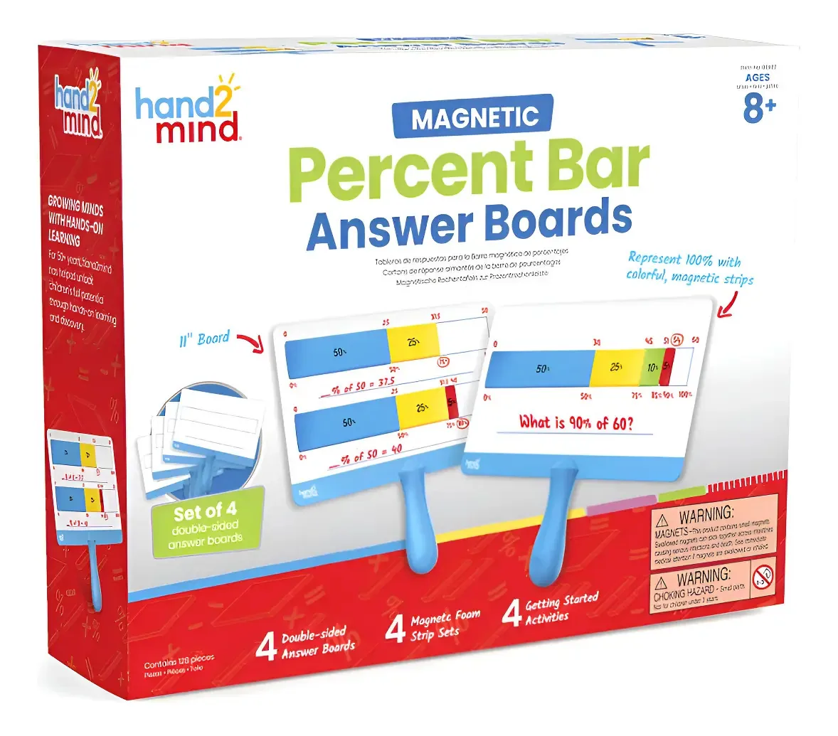 Quadros de respostas apagáveis Hand2mind para porcentagens azuis
