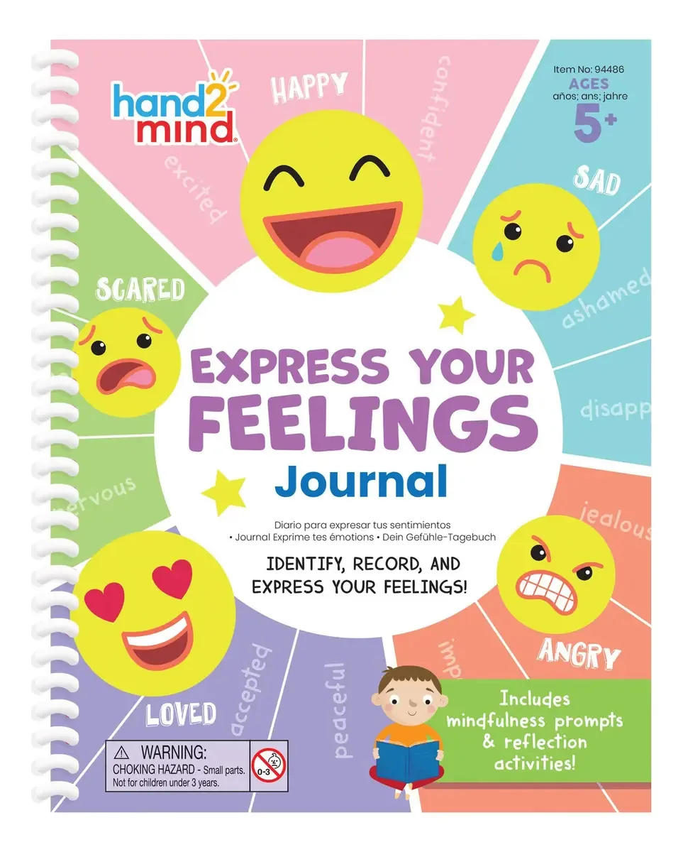 Hand2mind Express My Feelings Journal, Calm Down Corner Essentials, Atividades de Aprendizagem Socioemocional, Diário de Atenção Plena, Livros de Sentimentos para Crianças