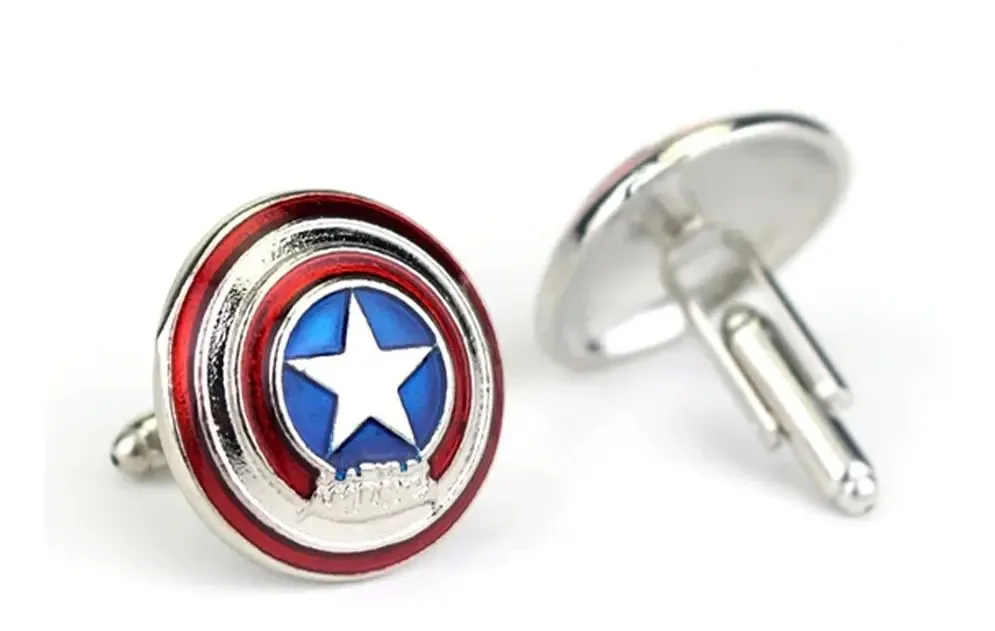 Abotoaduras Captain America 3d Shield - Super-heróis + cor preta