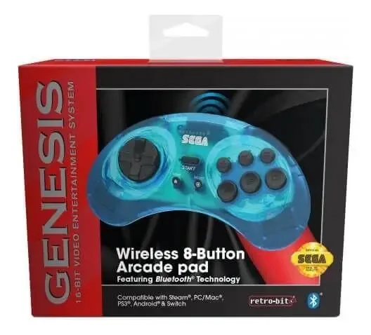 Controle Retro-bit Arcade Pad Bluetooth Mega Drive