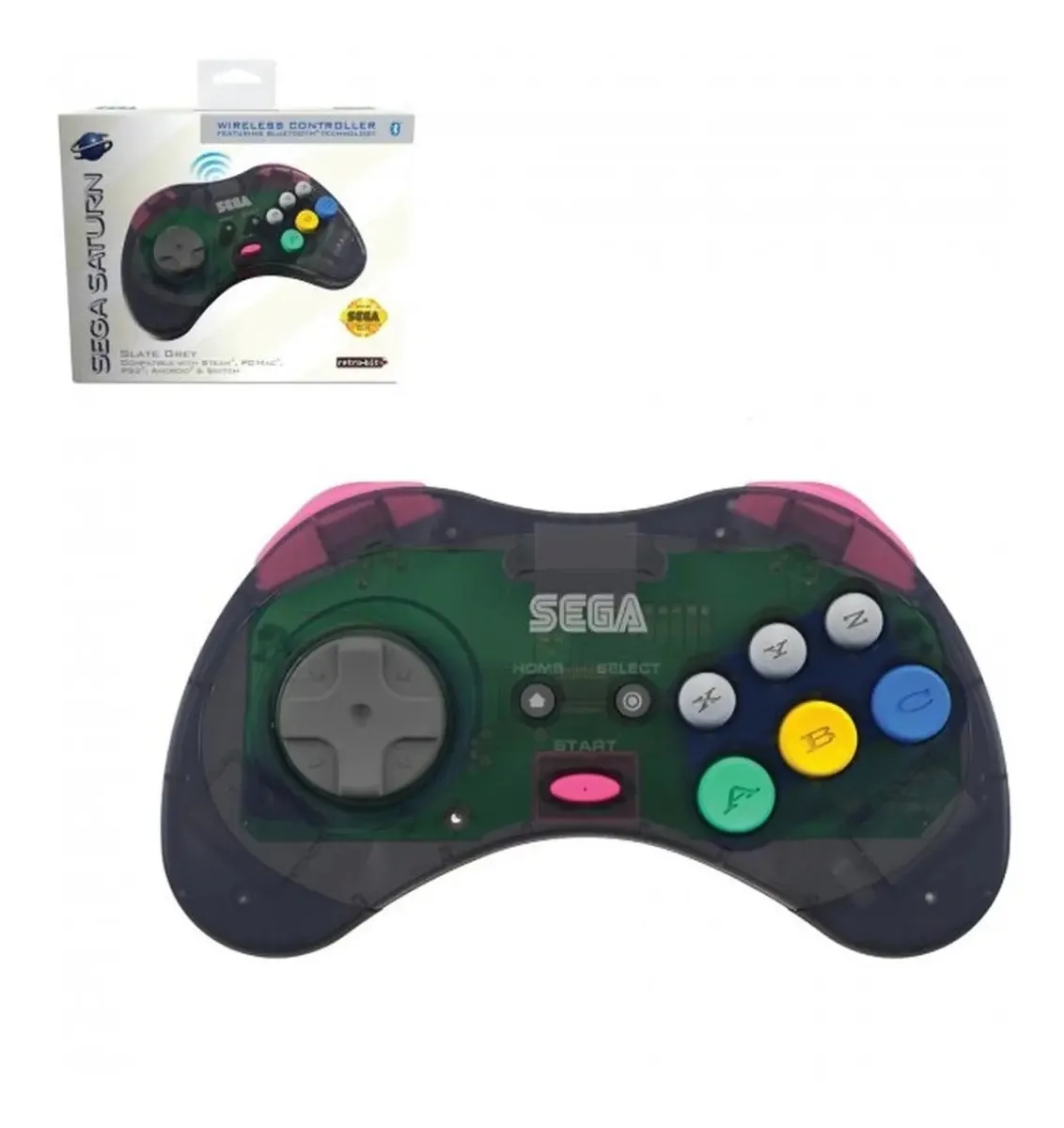 Controle 8 Button Sega Saturn Retro-bit Bluetooth Cor Slate Gray