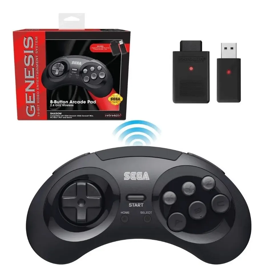 Controle S/ Fio Retro-bit 8-button Arcade Pad Sega Genesis