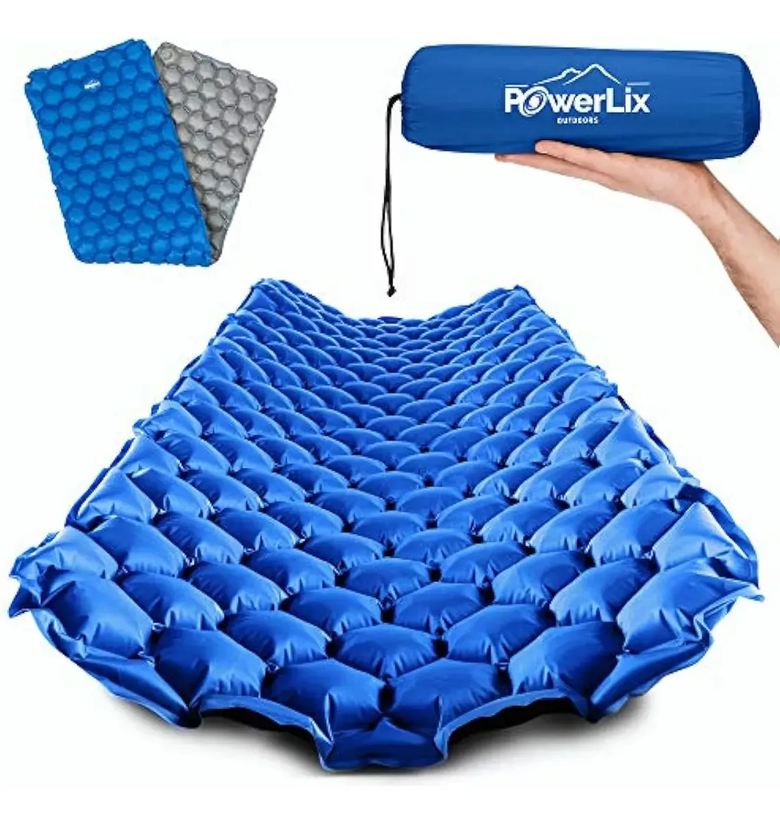 Tapete de acampamento inflável impermeável azul