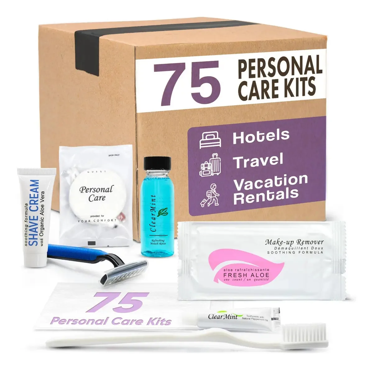 Artigos de higiene pessoal para viagens | Kit de amenidades. Acessórios de cor