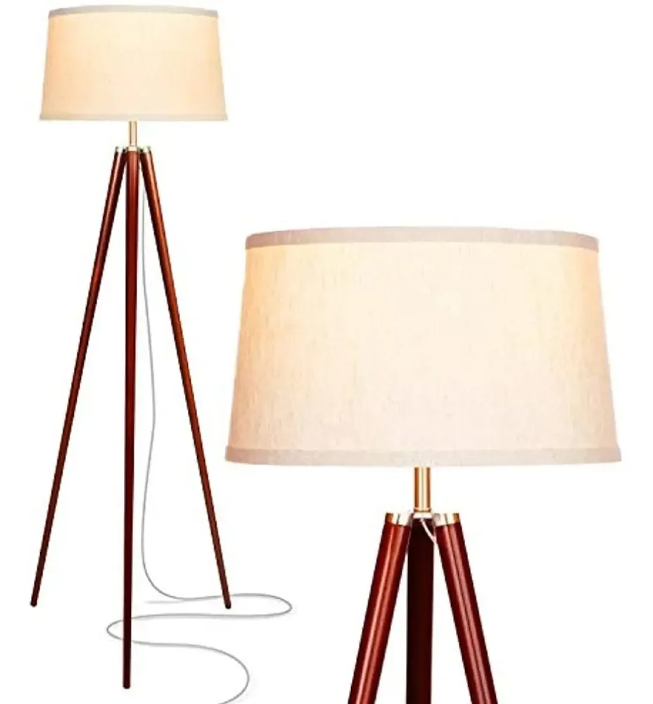 Brightech Emma — luminária de chão LED, luminária alta com pés de madeira, luminária de chão moderna de meados do século para leitura no quarto, luminária de tripé para salas de estar e...