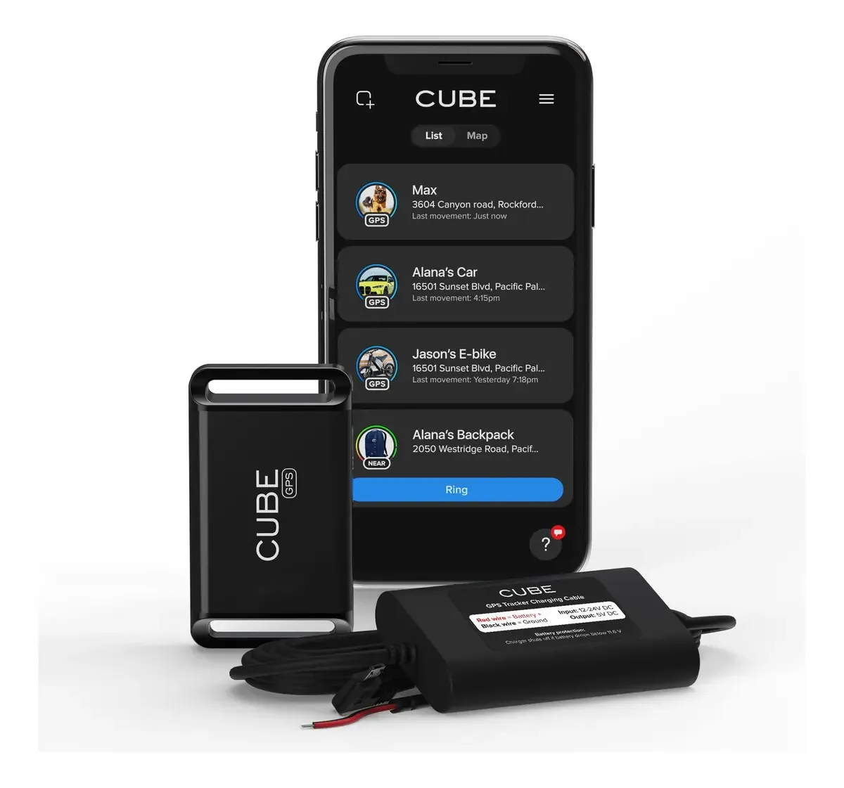 Professional Cube - Rastreador Gps Para Veículos Inclui Rastreador Gps E Carregador De Cabo Duro Para Carro