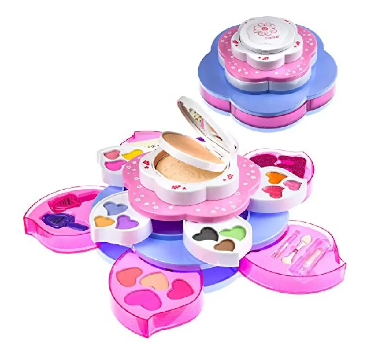 Kit De Maquiagem Toysical Para Crianças, Maquiagem Em Forma De Flor Para Meninas, Kit De Maquiagem Lavável Não Tóxico Para Meninas, Kit De Maquiagem De Aniversário E Natal Para Crianças De 8 A 12 Anos