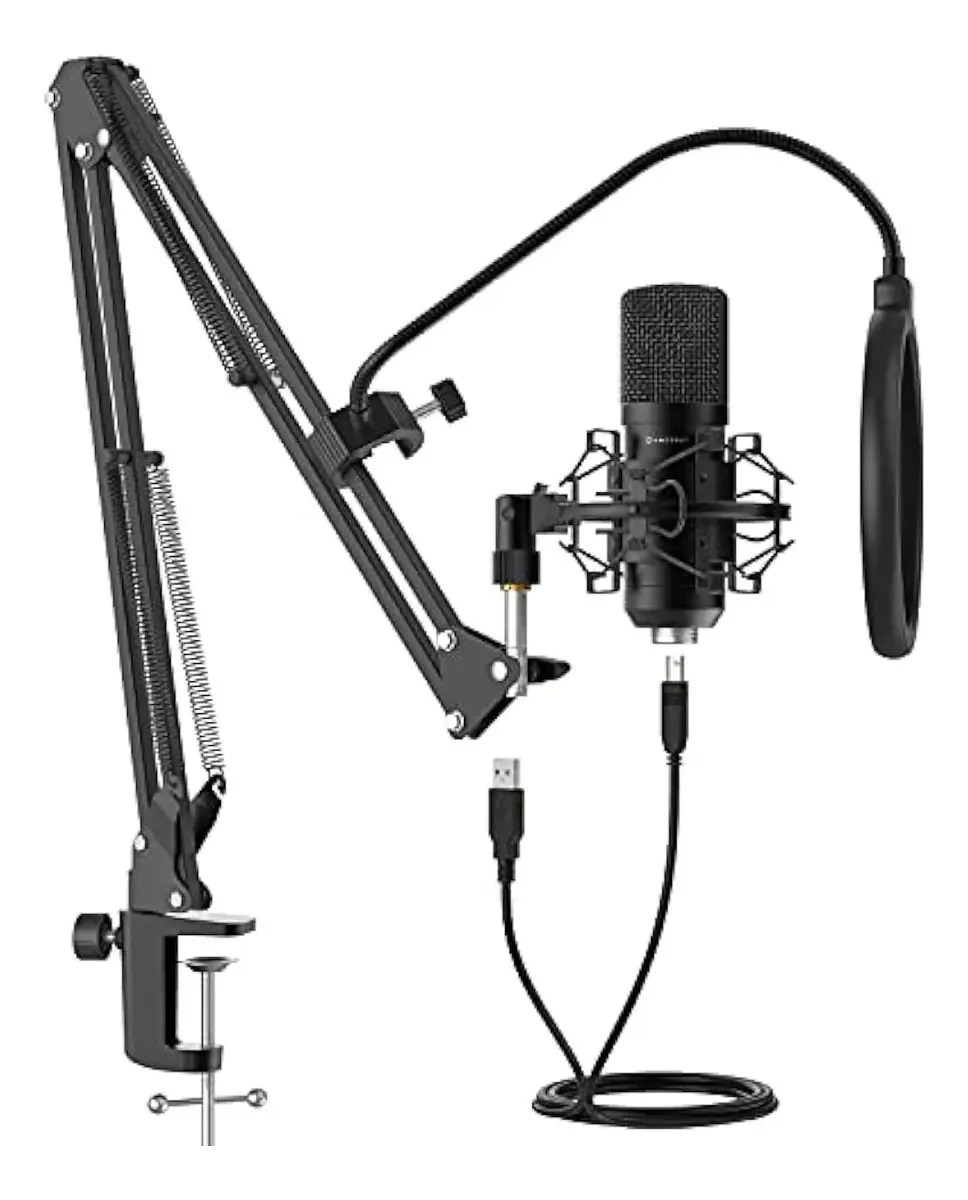Microfone USB Amcrest para gravações de voz, podcasts, junho
