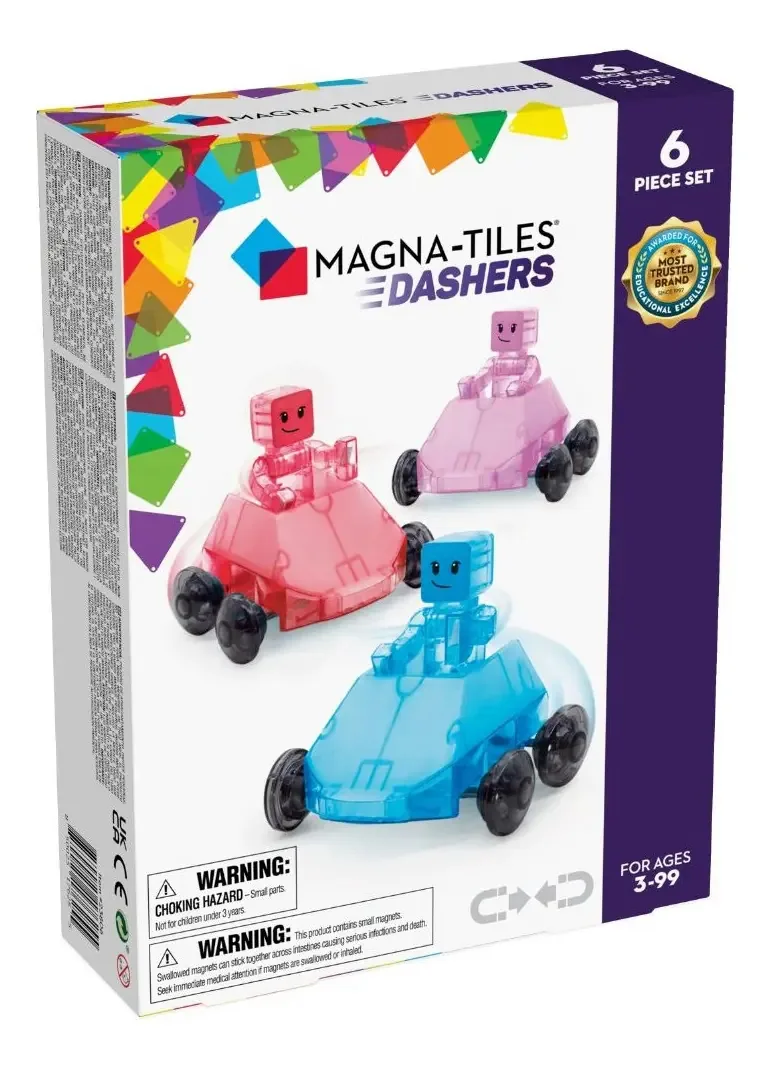 Conjunto Magnético Magna Tiles de Carros e Pilotos 06 Peças