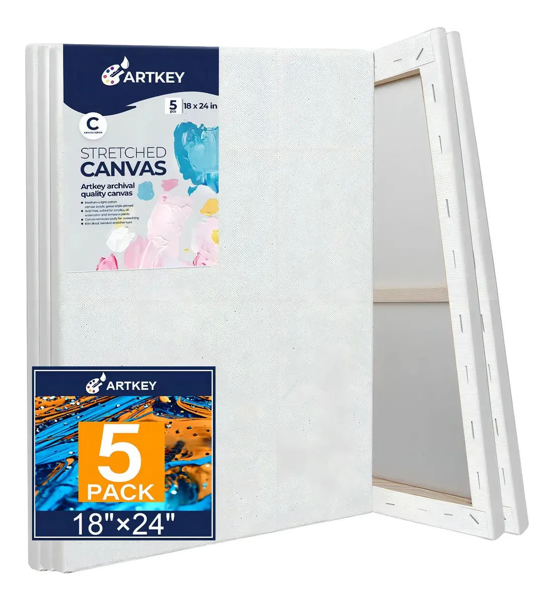 Telas de pintura esticadas de 18 x 24 polegadas, pacote D