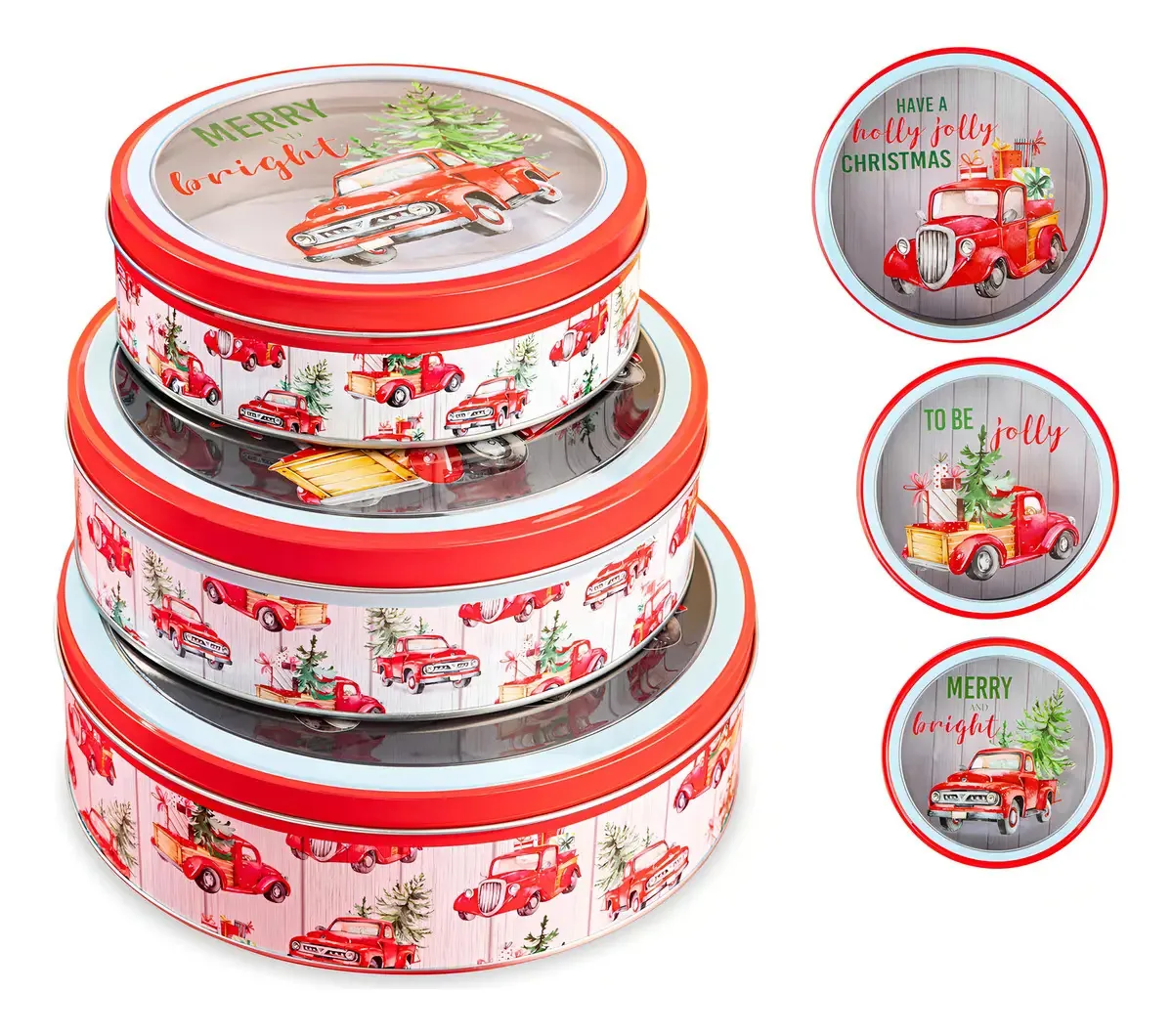Plum Designs: 3 latas de biscoitos de Natal, latas redondas