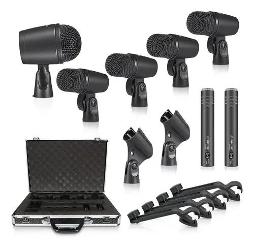 Kit De 7 Microfones Phenyx Pro Para Instrumentos E Bateria Preto