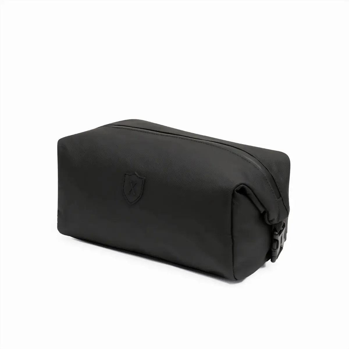 Bolsa de higiene pessoal exclusiva com design de tecido liso preto