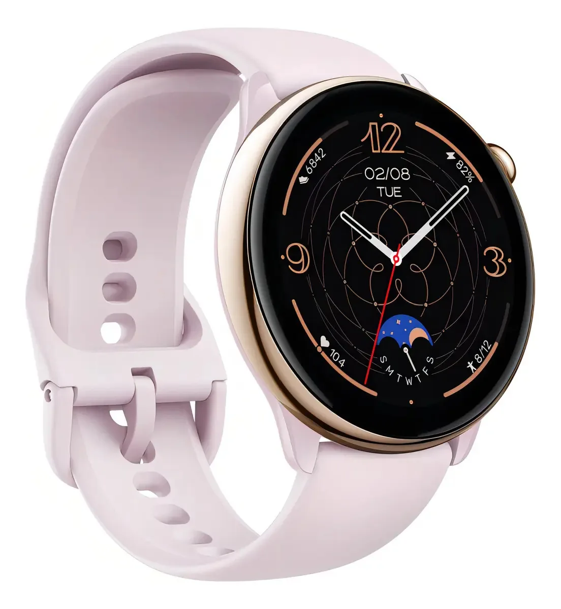Mini smartwatch Amazfit Gtr, mais de 120 modos esportivos, com GPS, 5 sistemas de posicionamento por satélite, frequência cardíaca 24 horas, monitoramento de SPO e estresse, resistente à água rosa