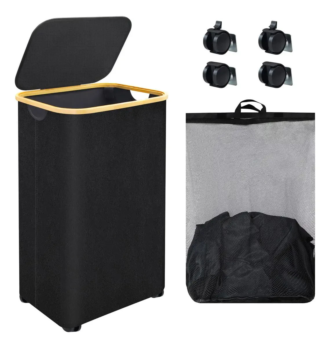Cesto de roupa suja de 100 litros com rodas, cesto grande C