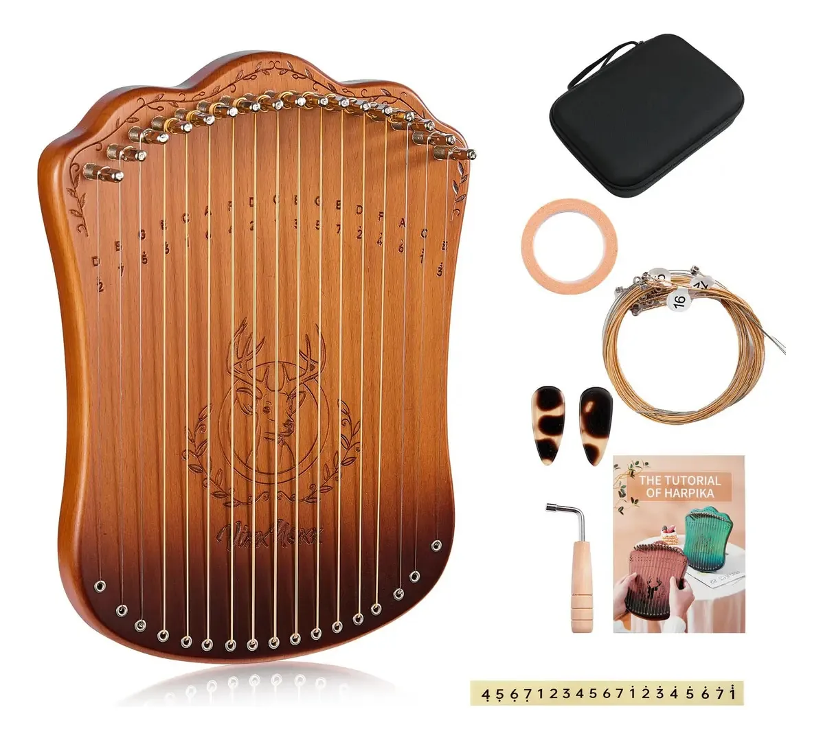 Harpa de lira Vixxnoxx, kit de harpa de lira de 17 cordas Sol