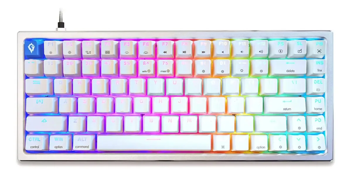 Teclado mecânico USB-c removível Glacier Gk84 Arctic 75% Y