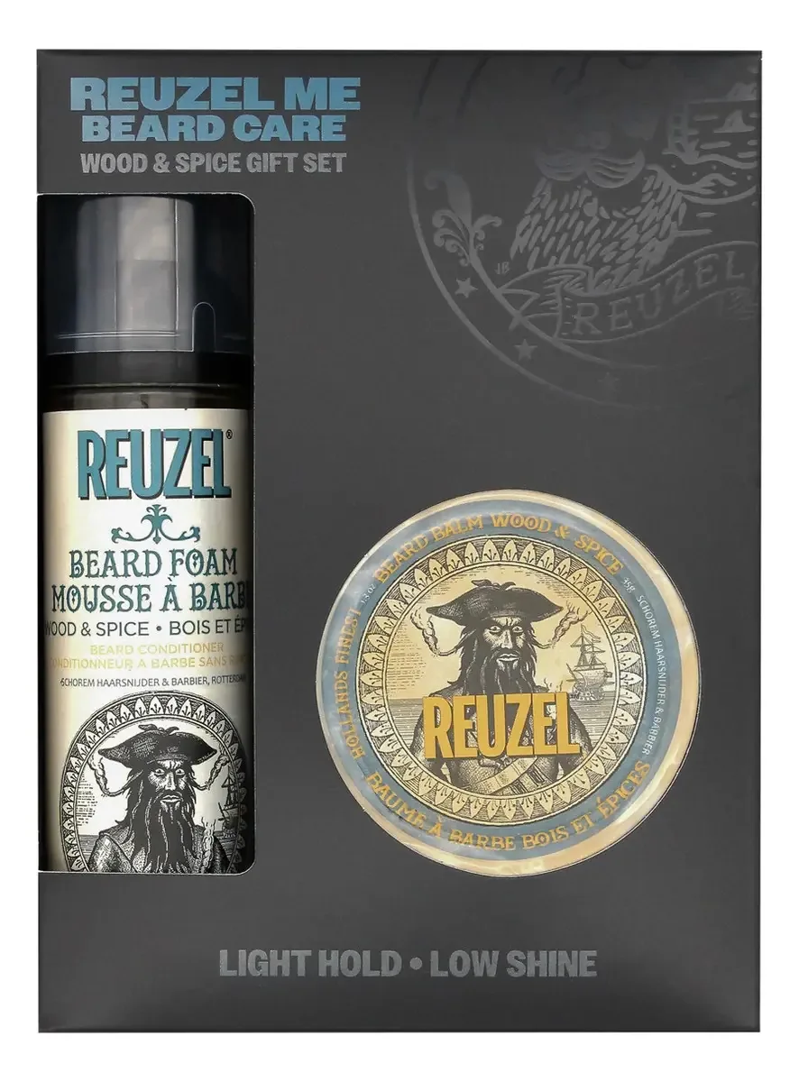 Kit de barba Reuzel, sabonete de espuma seca e bálsamo para barba