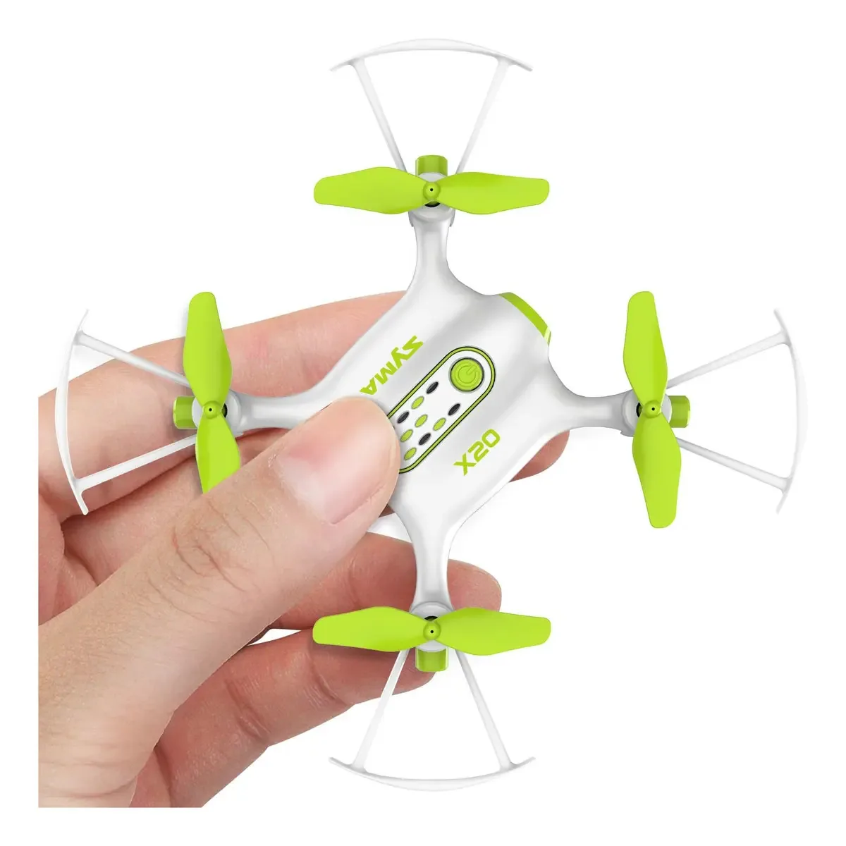 Mini drone Syma para crianças, quadricóptero portátil X20, cor branca e verde