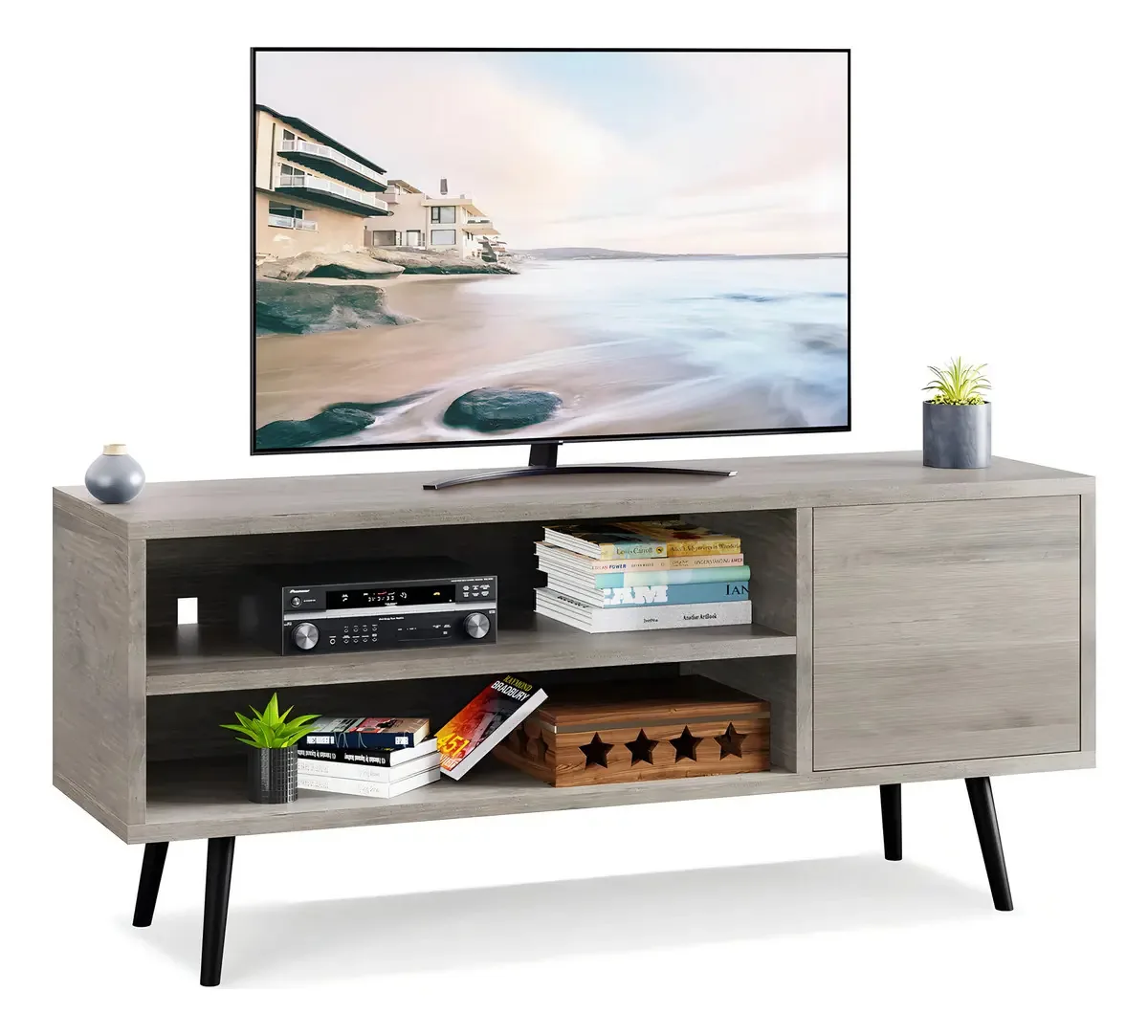 Suporte de TV Shintenchi com armário de armazenamento para