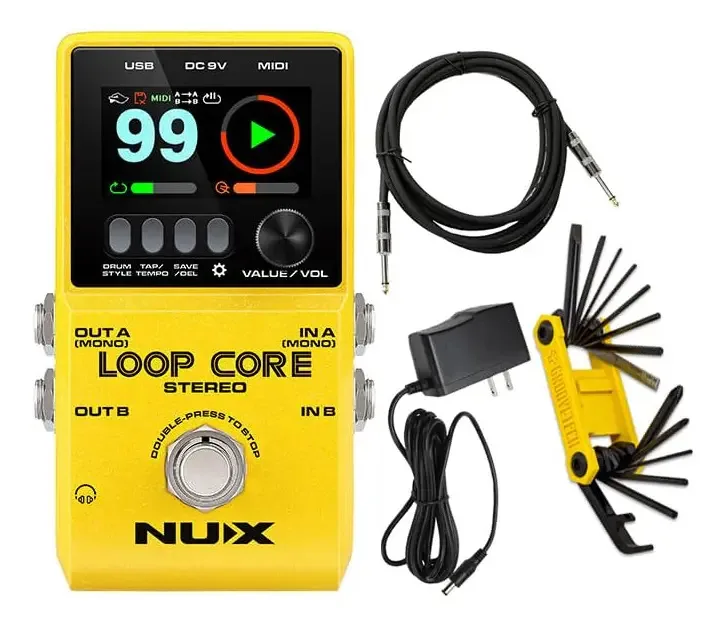 Pedal de efeitos de guitarra estéreo Nux Loop Core, Time