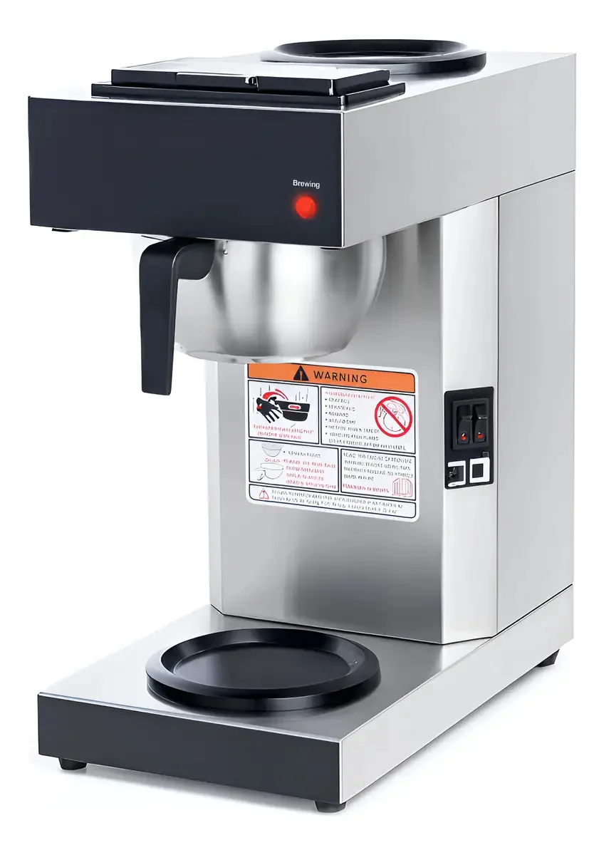 Cafeteira comercial de aço inoxidável de 12 xícaras com 2 cafeteiras aquecidas
