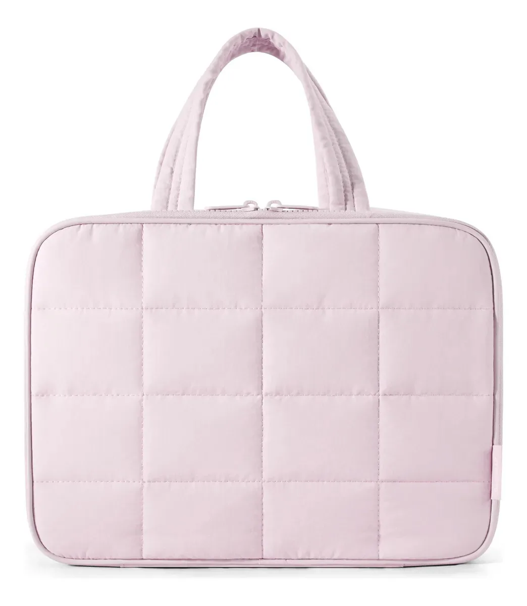 Bolsa organizadora de viagens Bagsmart para cosméticos e joias, cor rosa claro, design de tecido liso