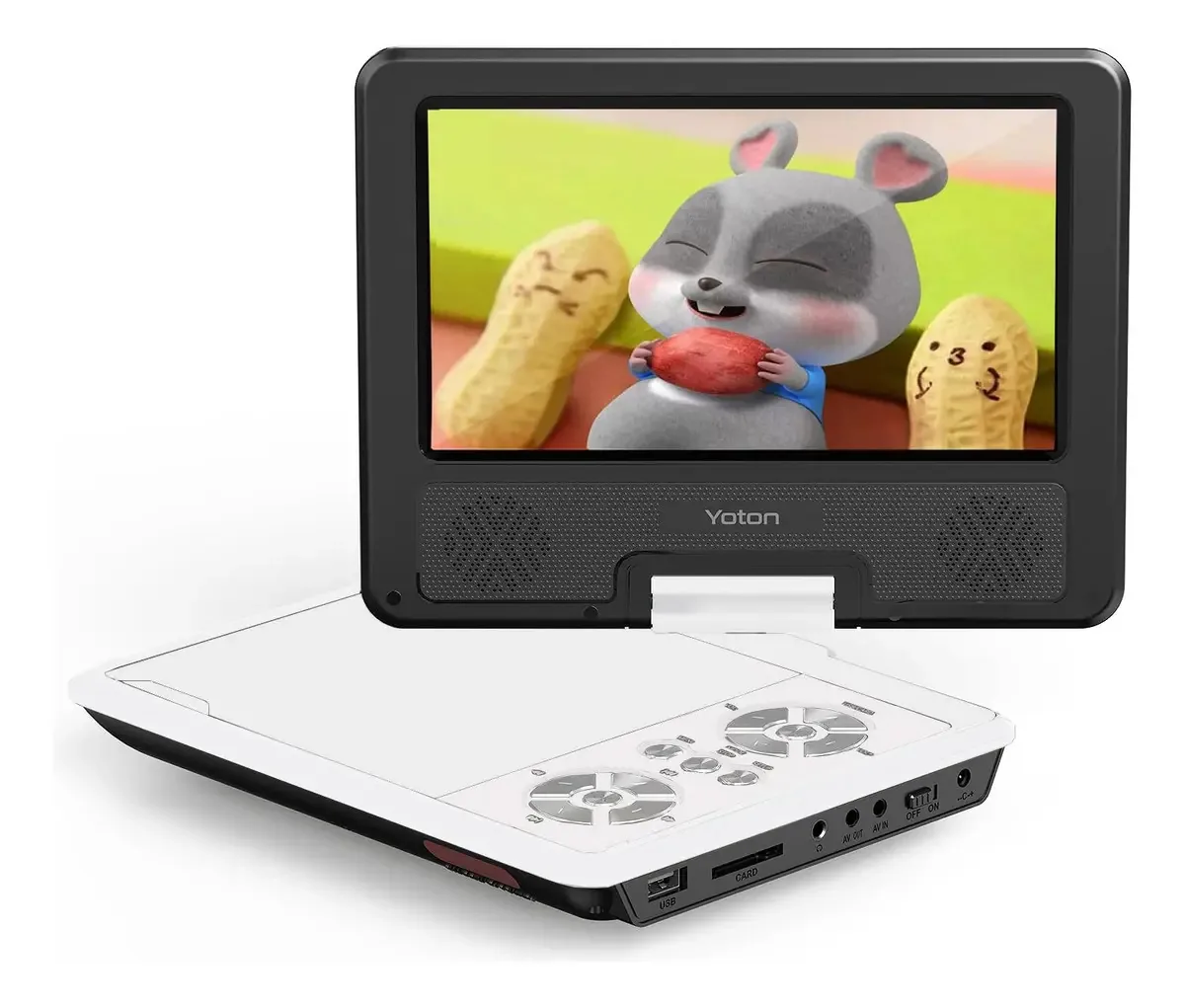 Yoton Reprodutor De DVD Portátil De 9.5 Polegadas Para Crianças E Automóveis, Tela HD Giratória De 7.5 Polegadas Com Bateria Integrada De 4 A 6 Horas, Compatível Com Exibição De